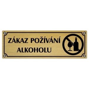 Zákaz alkoholu, 200x66mm, zlatá popiska s imitacemi šroubků