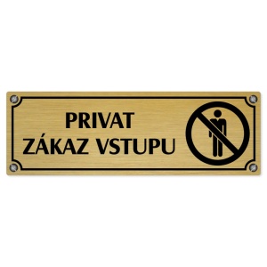 Privat, 240x79mm, zlatá popiska s imitacemi šroubků