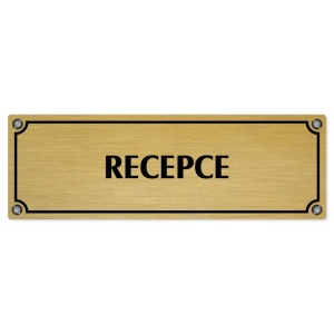 Recepce, 200x66mm, zlatá popiska s imitacemi šroubků