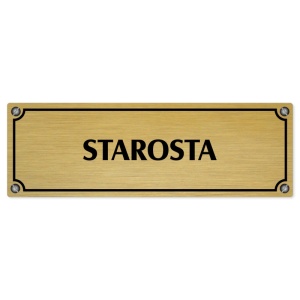 Starosta, 240x79mm, zlatá popiska s imitacemi šroubků