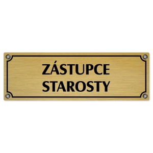 Zástupce starosty, 200x66mm, zlatá popiska s imitacemi šroubků