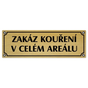 Zákaz kouření, 240x79mm, zlatá popiska s imitacemi šroubků