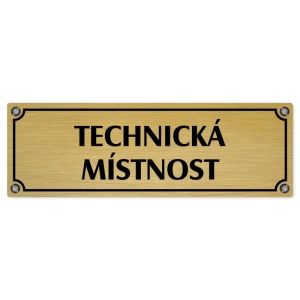 Technická místnost, 200x66mm, zlatá popiska s imitacemi šroubků