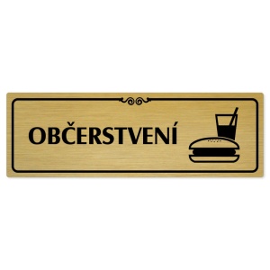Občerstvení, 200x66mm, zlatá popiska s ozdobou uprostřed