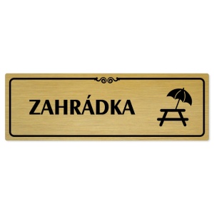 Zahrádka, 200x66mm, zlatá popiska s ozdobou uprostřed