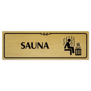 Sauna, 200x66mm, zlatá popiska s ozdobou uprostřed