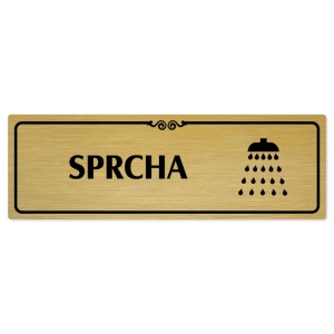 Sprcha, 200x66mm, zlatá popiska s ozdobou uprostřed