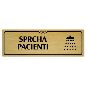 Sprcha pacienti, 200x66mm, zlatá popiska s ozdobou uprostřed