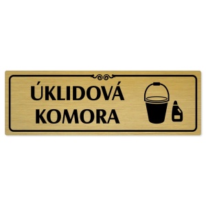 Úklidová komora, 240x79mm, zlatá popiska s ozdobou uprostřed