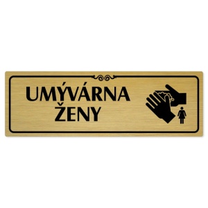 Umývárna ženy, 200x66mm, zlatá popiska s ozdobou uprostřed