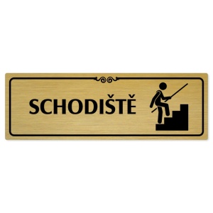 Schodiště, 200x66mm, zlatá popiska s ozdobou uprostřed
