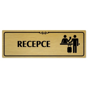 Recepce, 200x66mm, zlatá popiska s ozdobou uprostřed