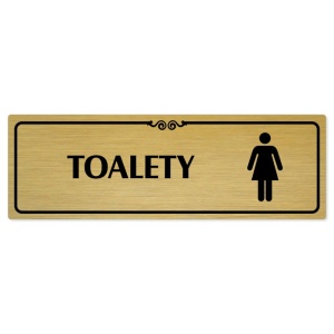 Toalety ženy, 200x66mm, zlatá popiska s ozdobou uprostřed