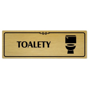 Toalety, 240x79mm, zlatá popiska s ozdobou uprostřed