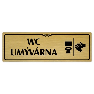 WC umývárna, 200x66mm, zlatá popiska s ozdobou uprostřed