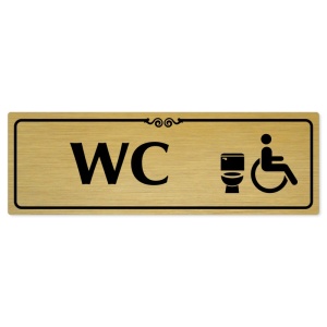 WC invalida, 240x79mm, zlatá popiska s ozdobou uprostřed