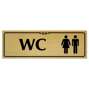 WC společné, 200x66mm, zlatá popiska s ozdobou uprostřed