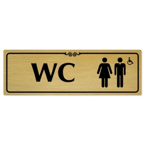WC společné invalida, 200x66mm, zlatá popiska s ozdobou uprostřed