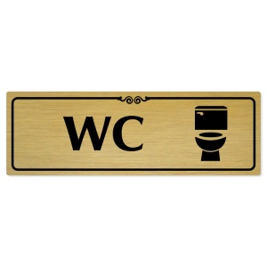 WC, 200x66mm, zlatá popiska s ozdobou uprostřed
