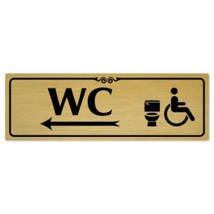 WC invalida vlevo, 200x66mm, zlatá popiska s ozdobou uprostřed
