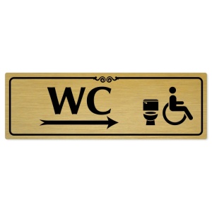 WC invalida vpravo, 200x66mm, zlatá popiska s ozdobou uprostřed