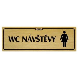 WC návštěvy ženy, 240x79mm, zlatá popiska s ozdobou uprostřed