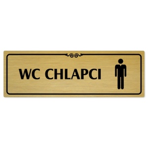 WC chlapci, 240x79mm, zlatá popiska s ozdobou uprostřed