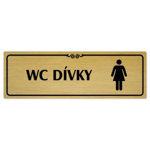 WC dívky, 240x79mm, zlatá popiska s ozdobou uprostřed
