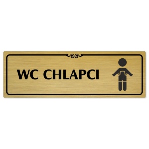 WC chlapci, 240x79mm, zlatá popiska s ozdobou uprostřed