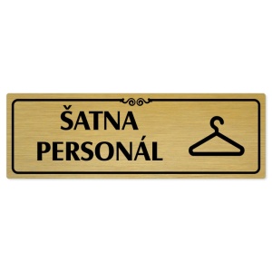 Šatna personál, 200x66mm, zlatá popiska s ozdobou uprostřed
