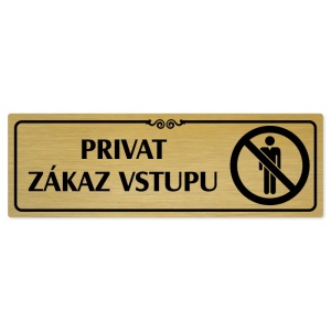 Privat, 240x79mm, zlatá popiska s ozdobou uprostřed