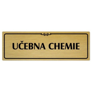 Učebna chemie, 240x79mm, zlatá popiska s ozdobou uprostřed