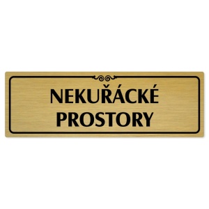 Nekuřácké prostory, 240x79mm, zlatá popiska s ozdobou uprostřed