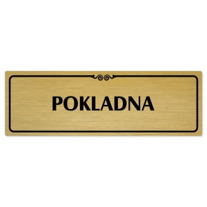 Pokladna, 240x79mm, zlatá popiska s ozdobou uprostřed