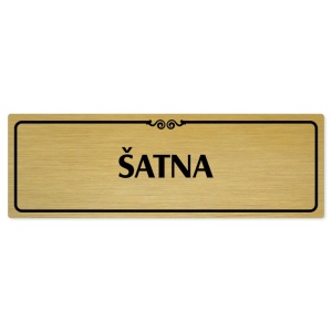 Šatna, 240x79mm, zlatá popiska s ozdobou uprostřed