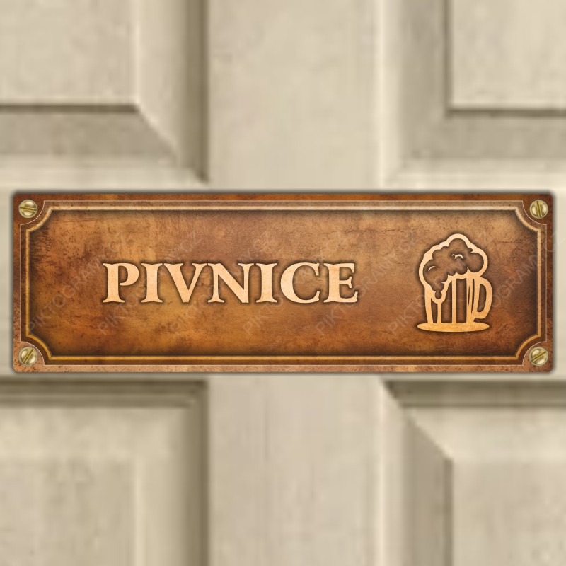 Cedulka “Pivnice“, 200x66mm, bronz