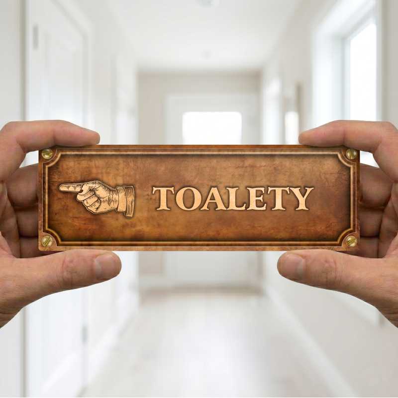 Cedulka “Toalety vlevo“