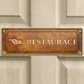 Cedulka “Restaurace vlevo“