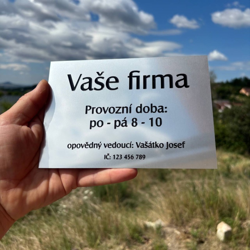 Označení firmy A5, Stříbrný lesklý hliník, samolepka