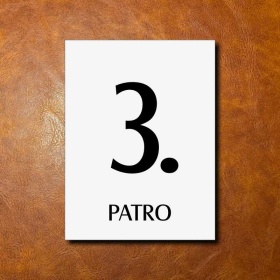 3 PATRO, bílá cedulka 150x200mm 