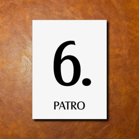 6 PATRO, bílá cedulka 150x200mm 