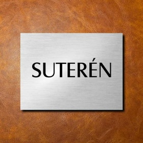 SUTERÉN, stříbrná cedulka 200x150mm 