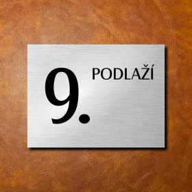 9 PODLAŽÍ, stříbrná cedulka 200x150mm 