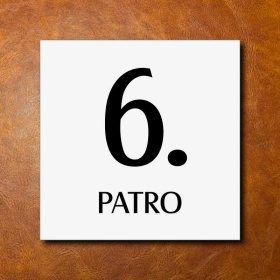 6 PATRO, bílá cedulka 200x200mm 