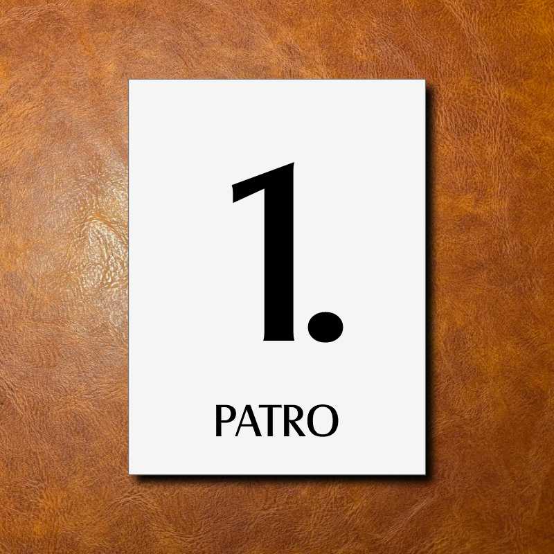 1 PATRO, bílá cedulka 150x200mm