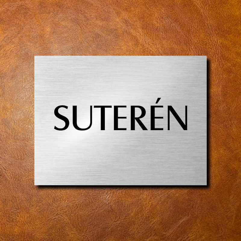 SUTERÉN, stříbrná cedulka 200x150mm