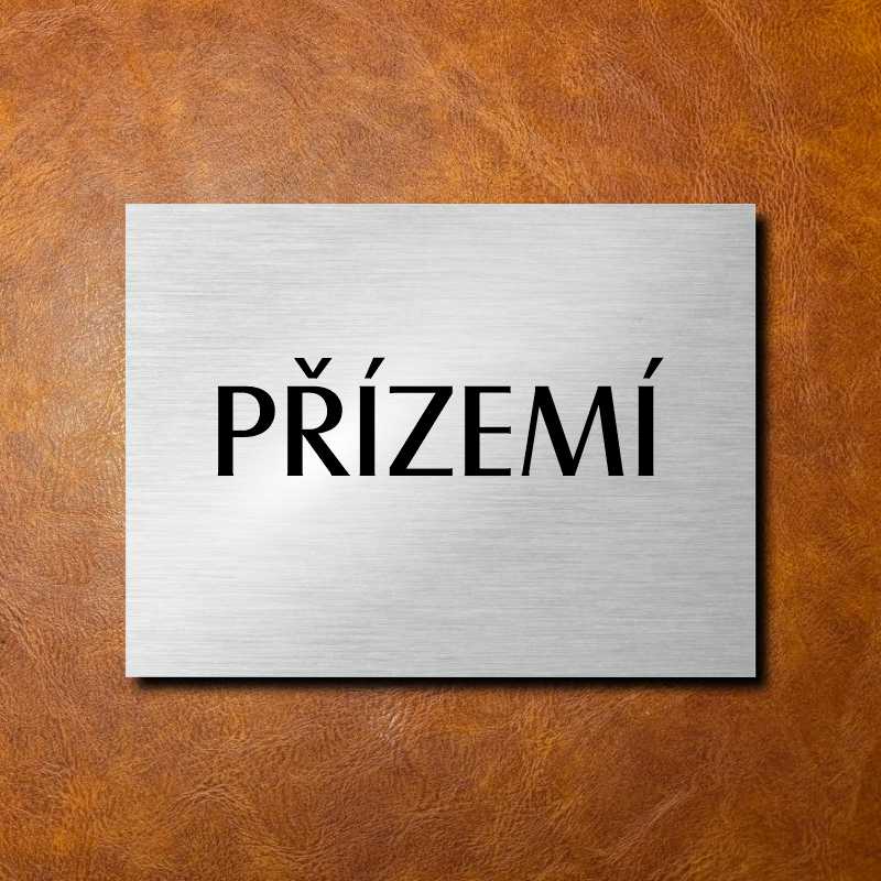 PŘÍZEMÍ, stříbrná cedulka 200x150mm