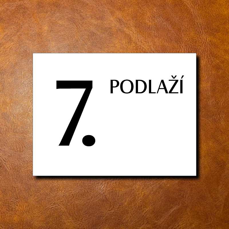 7 PODLAŽÍ, bílá cedulka 200x150mm
