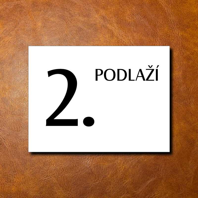 2 PODLAŽÍ, bílá cedulka 200x150mm