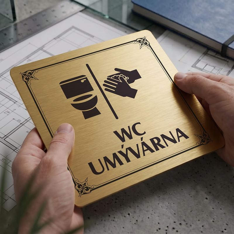 WC, umývárna, 148x148mm, zlatá, Nebraska